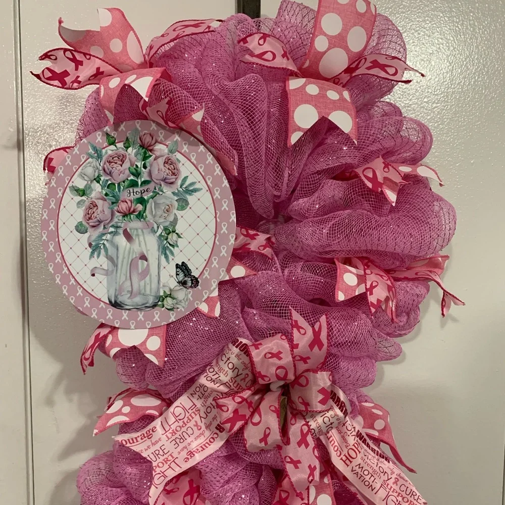 Item80Breast Awareness’s Wreath Support a family or friend Cancer Breast Wreath